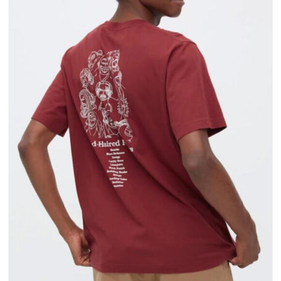Uniqlo x One Piece Red Haired Pirates Graphic T-shirt in Red Unisex S - Picture 2 of 9